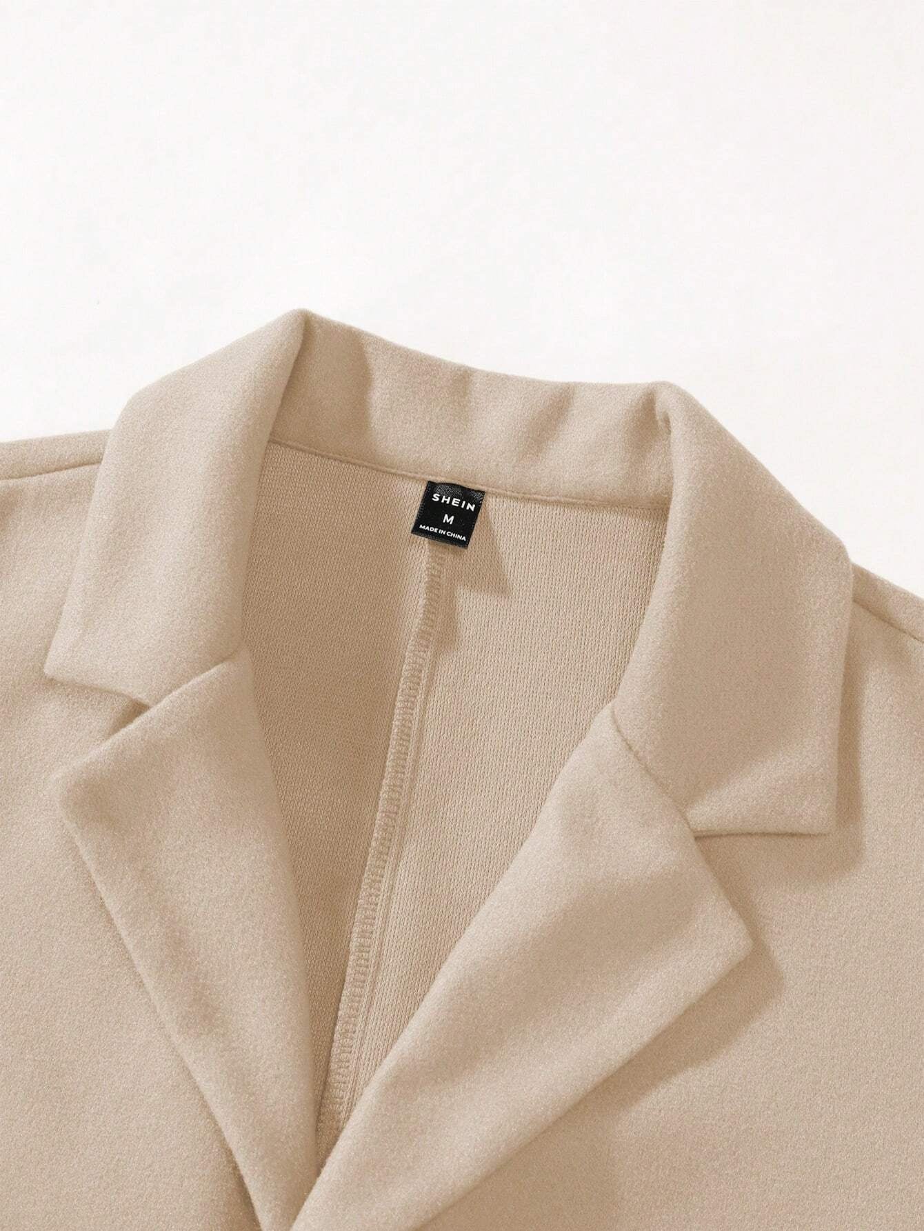 Manfinity Mode Men'S Single-Breasted Solid Color Overcoat
