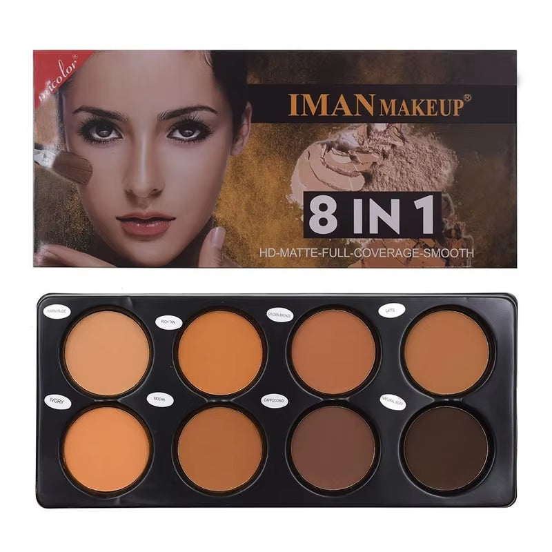 8 Colors Matte Face Foundation Contour Palette Face Makeup Palette for Women 3D Contouring Shadow Wheat Color Bronze Water Proof