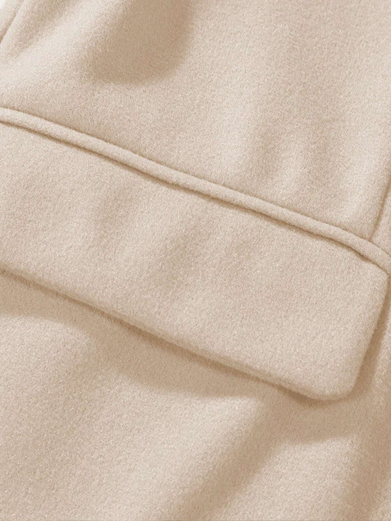Manfinity Mode Men'S Single-Breasted Solid Color Overcoat